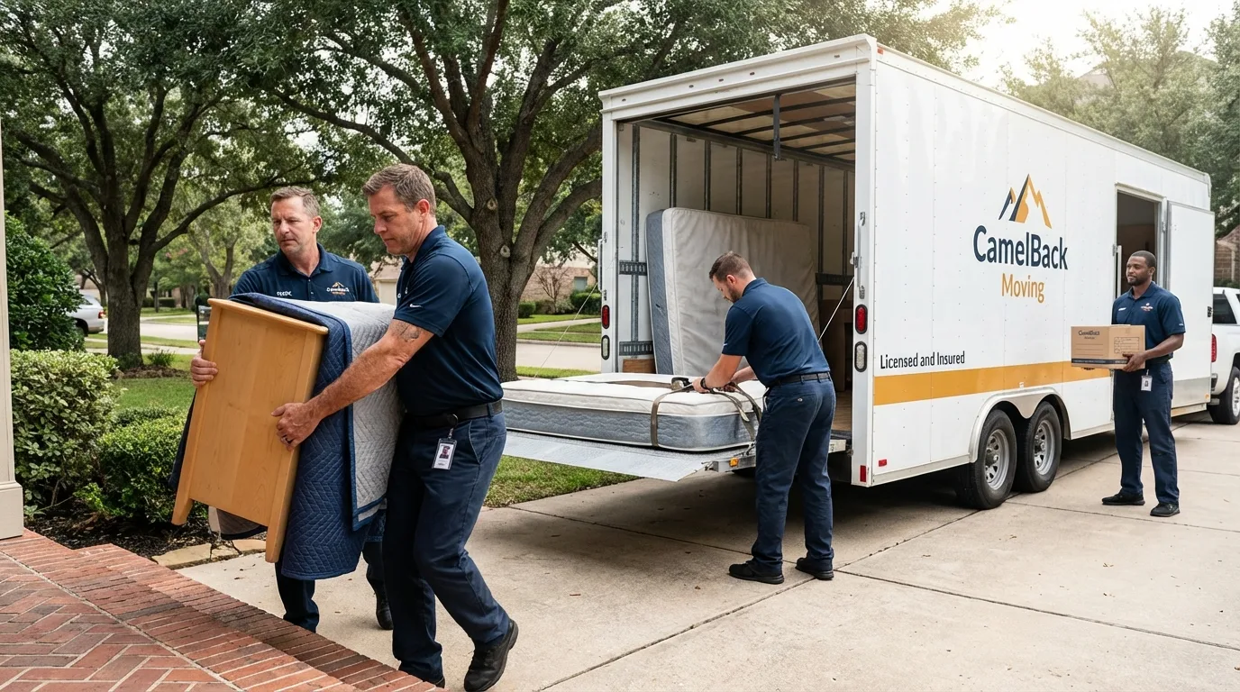 Crew loading residential truck for cross-state move from Stuart, VA
