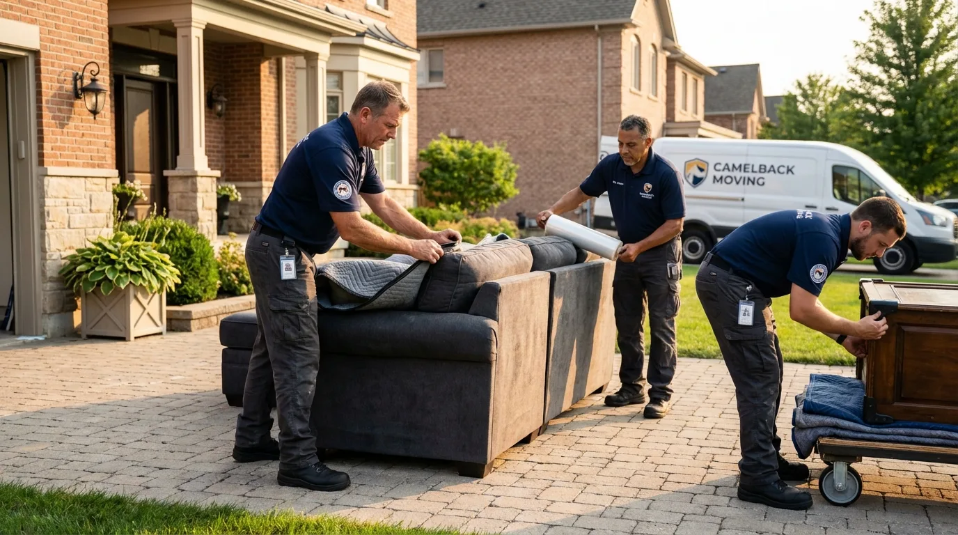 Large estate moving crew wrapping furniture in Stuart, VA