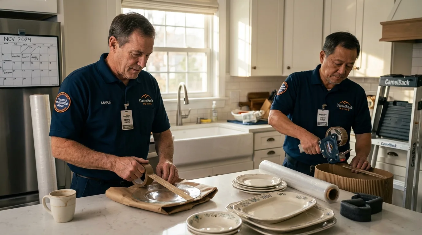 Professional crew packing kitchen dishware in Stuart, VA